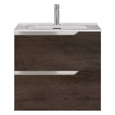 Arden Weathered Oak 24" Single Vanity with Integrated White Ceramic Top