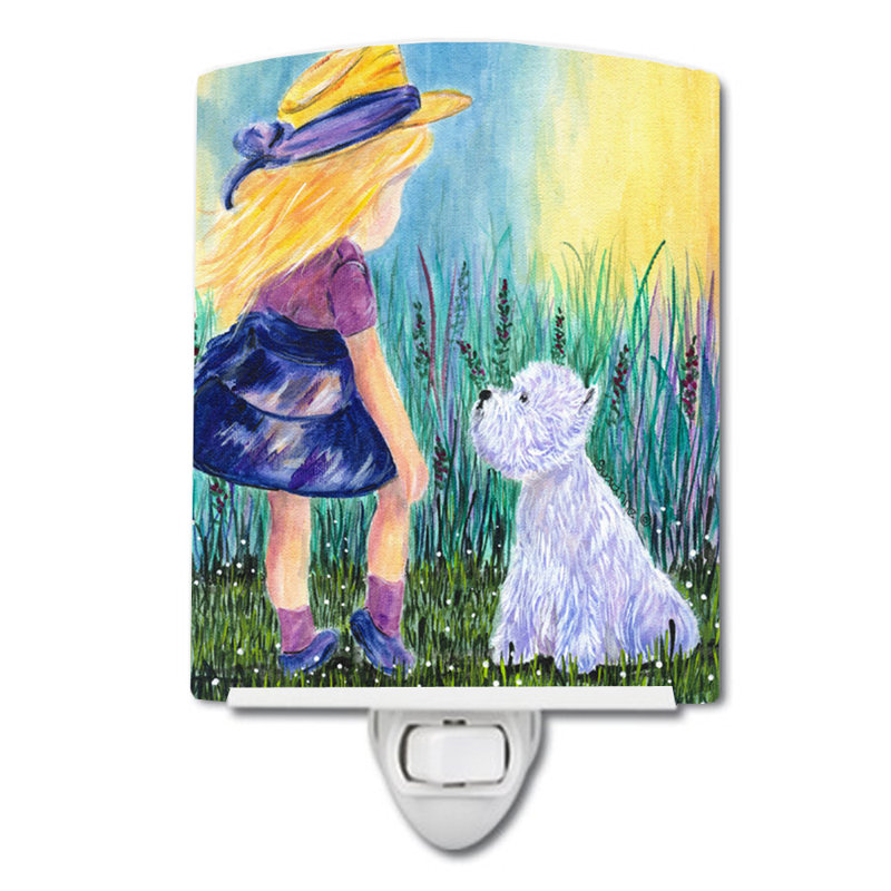 Little Girl with Westie Ceramic Night Light