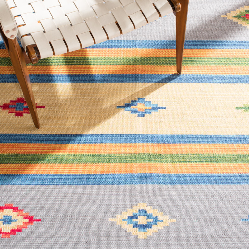 Barhorst Hand Woven Cotton Southwestern Rug, Square 6'