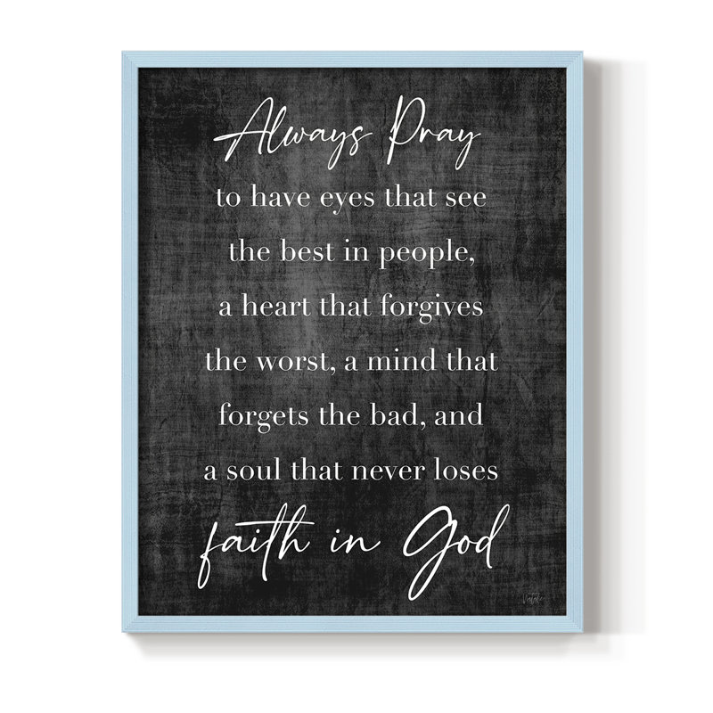 Faith in God, reproduction encadrée - bois massif, H 15 po x l 12 po, Bleu