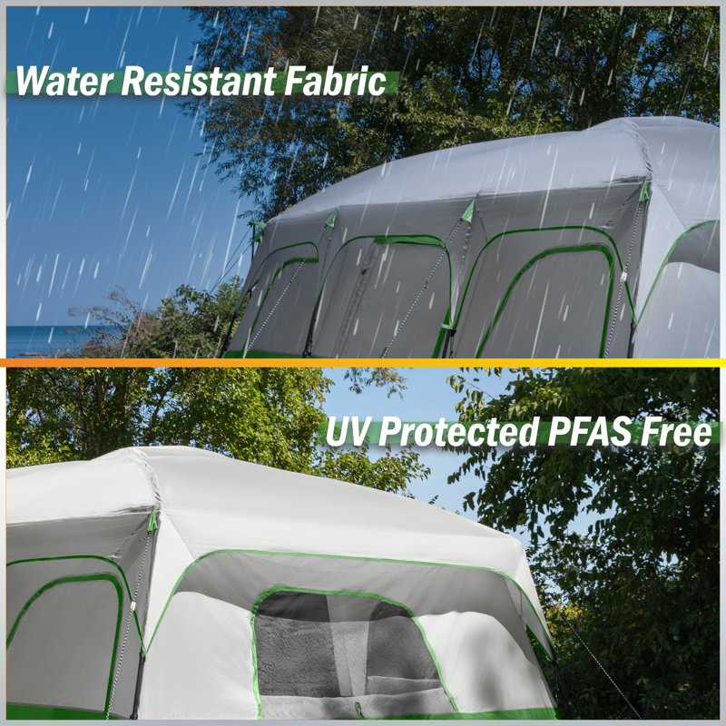  Wakeman (L) 183” x (W) 132” x (H) 85” Outdoor Tent - 12 Person Camping Tent with Rainfly, Green and Gray, Gray/Green