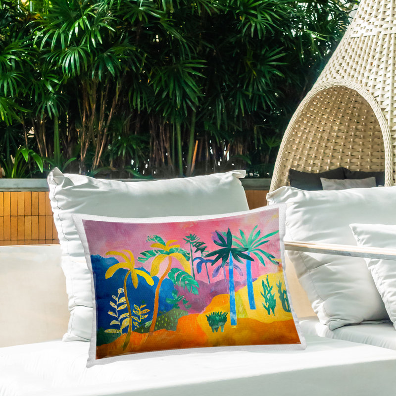 Coussin décoratif d'extérieur imprimé "Vivid Tropical Palms" par Ramona Murdock