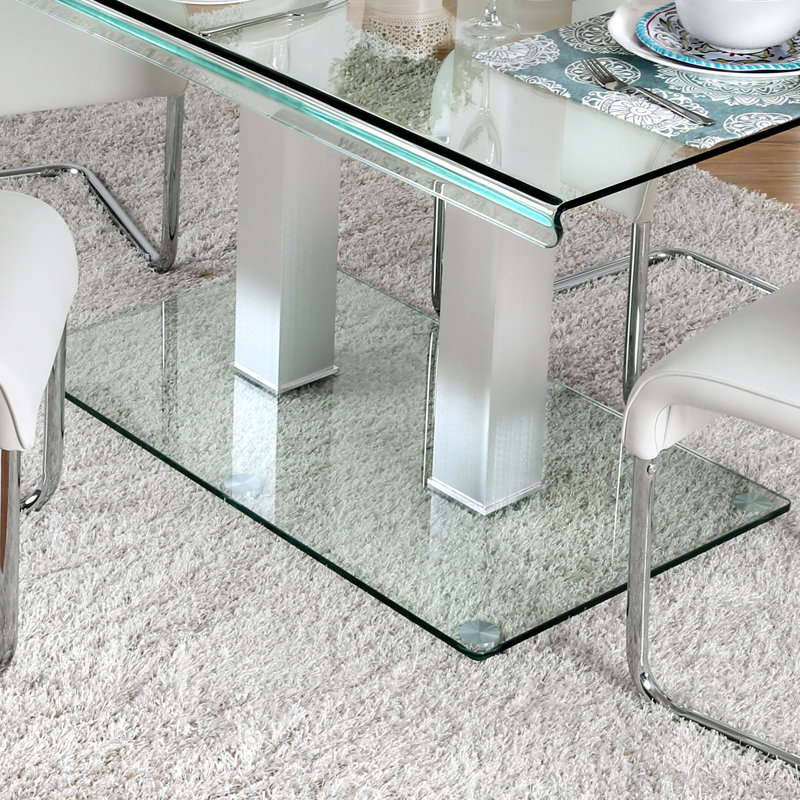 Coetta Glass Top Dining Table, Silver