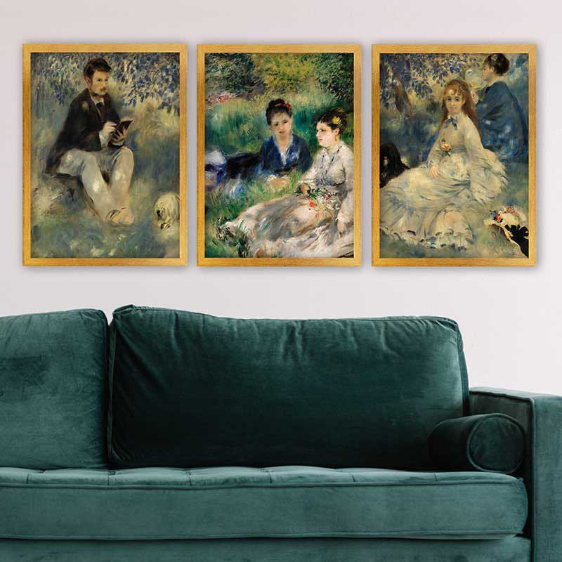 Ensemble de 3 peintures élégantes encadrées décoratives, 13,8 x 17,7 pouces chacune | 100% bois avec cadre 100% polystyrène (épaisseur: 0,8 pouce) | Impression numérique UV, parfaite pour le salon et la décoration intérieure
