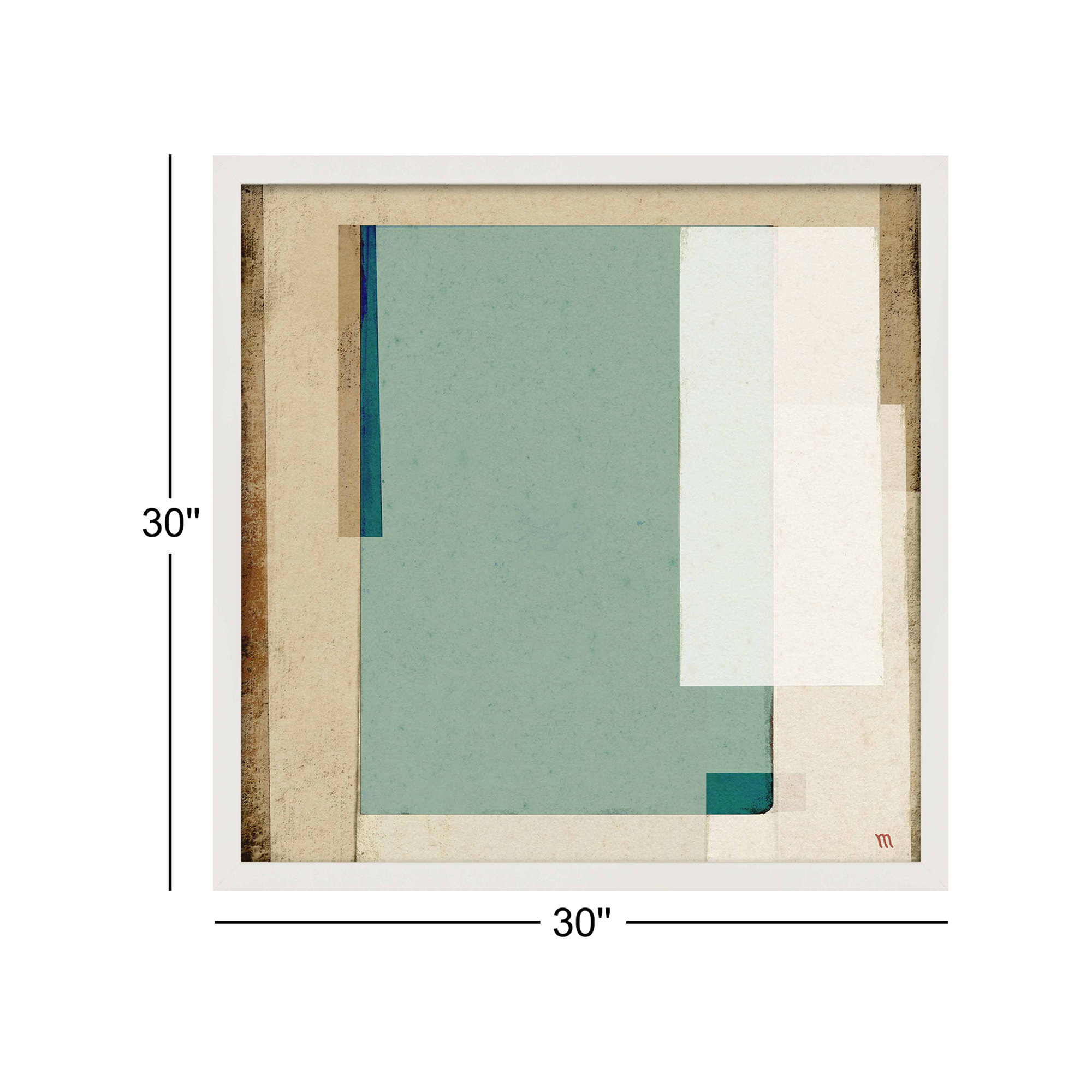 City Scape aqua 1 by Marco Marella for Studio M - Framed Wall Art, Framed Print Paper without Mat, 30" H x 30" W, White