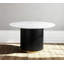 Table de salle à manger de 46 pouces en faux marbre, base en métal noir Wave avec décoration dorée - peut accueillir 4 personnes pour la cuisine et la salle à manger