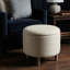 Repose-pieds rond 19 po en lin beige clair Hosta