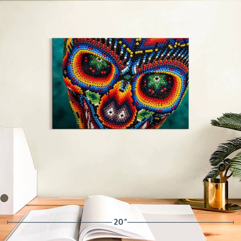 Senne Huichol Bead Skull, 8" H x 12" W