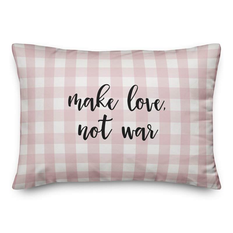  Coussin «Make Love Not War», Noir / Rose