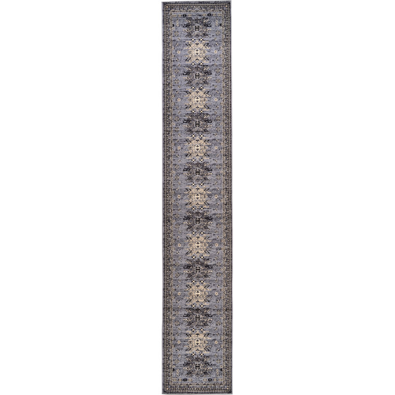 Tapis oriental gris Eesi, Tapis de couloir 2 pi 11 po x 16 pi 5 po