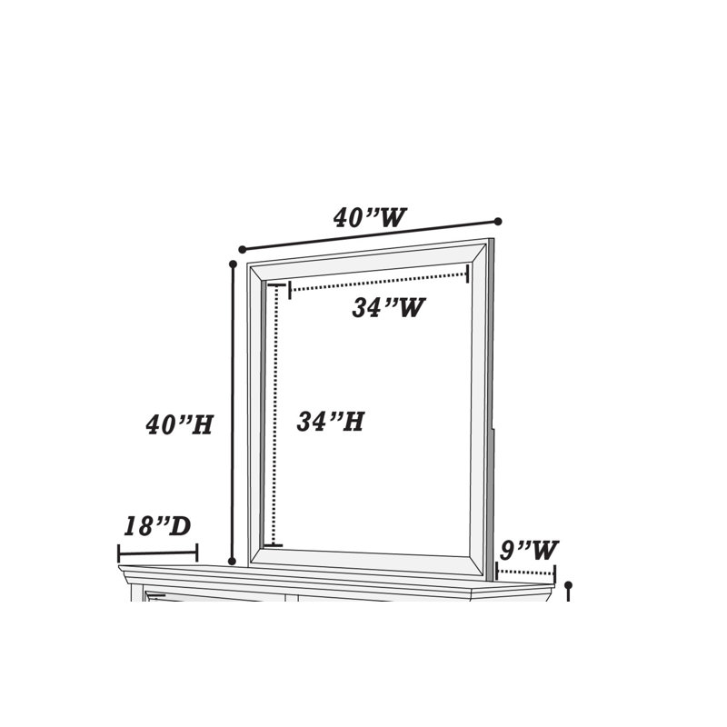 Miroir de commode Devaya, Gris anthracite