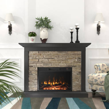17 Stories Kaivhon 45Faux Stone Mantel InfraredElectric Fireplace With  Timeru0026Remote Control u0026 Reviews - Wayfair Canada