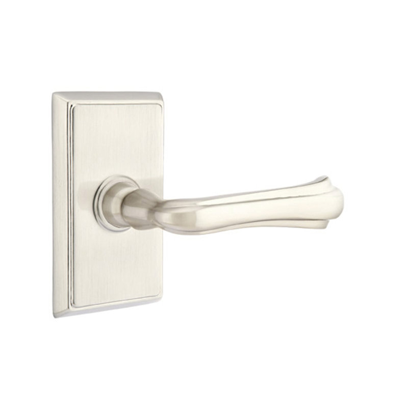Faux levier de porte double avec rosette Wembley, Droite, Nickel satiné