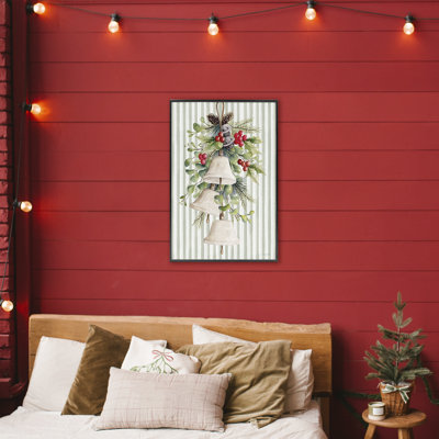 Holiday Bells with Holly Framed Giclee, design by Cindy Jacobs
