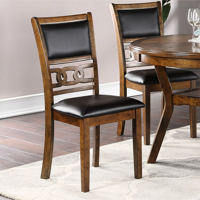 2 chaises de salle à manger de style noyer, siège rembourré en similicuir, conception stable, capacité de poids de 250 lb, assemblage de look et d'écurie