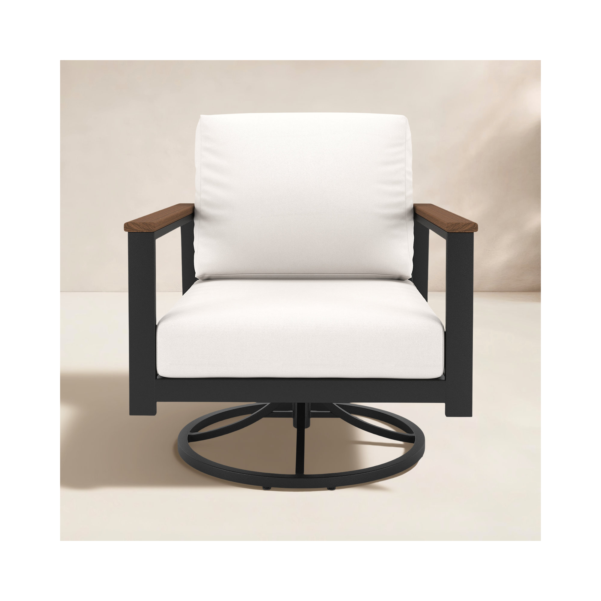 Townsend Outdoor Rocking Metal Chair with Cushions, Sunbrella Canvas Natural