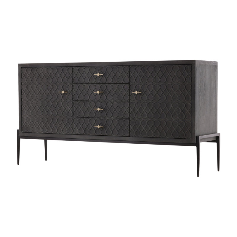  Stevens Charcoal Oak Marble Top Sideboard