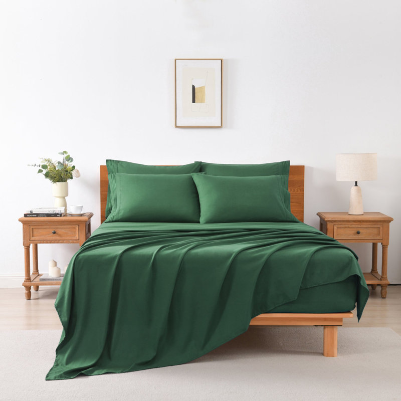 Ensemble de draps 4/6 pièces, Vert, Double