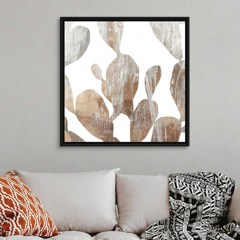 Feuillage en marbre II-impression sur toile, Cadre noir, H 38 po x l 38 po x P 1,75 po