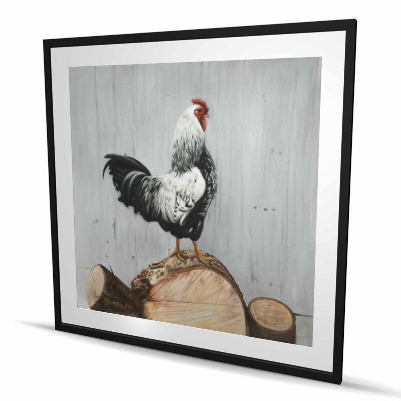 Impression de coq Wyandotte | Décoration intérieure matte encadrée blanche