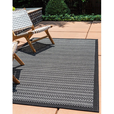 Outdoor Veranda Area Rug Charcoal Color