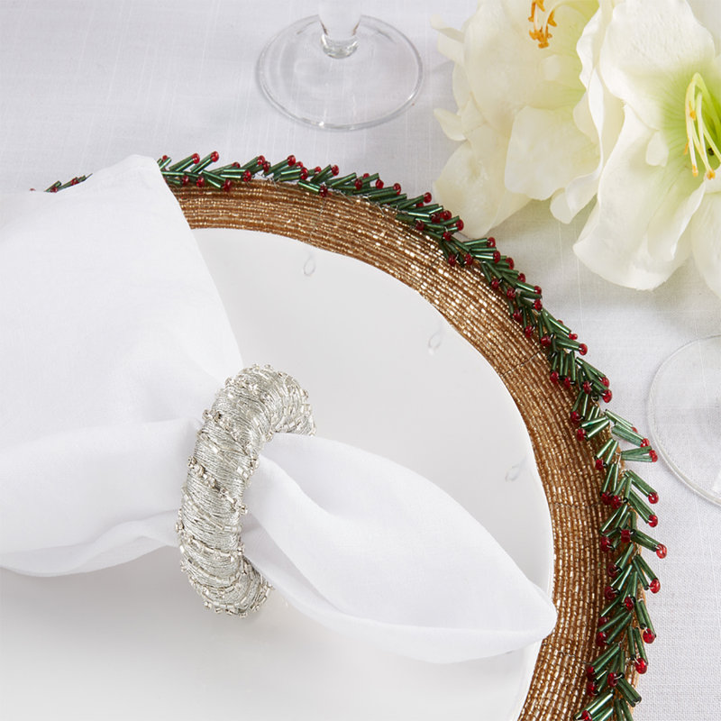 Fer, porte-serviette perles de verre, Argent