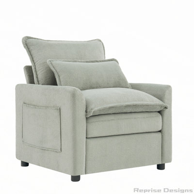 Modern Single Seat Accent Chair with Double-Layer Cushion and Side Storage Pockets