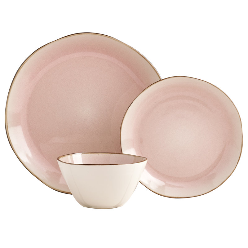 Reactive Glaze Dinnerware Tabletops Gallery 12PC Set - BELLA, Pink
