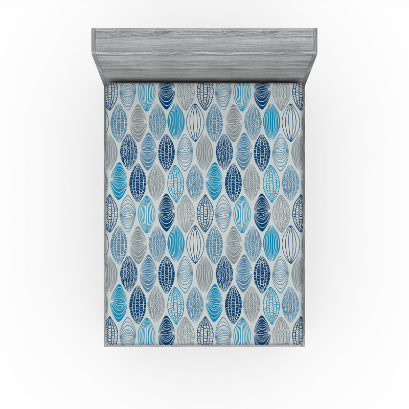 Ensemble de 2 draps-housses Ambesonne, Bleu pâle, bleu marine, gris / géométrique, Drap-housse grand