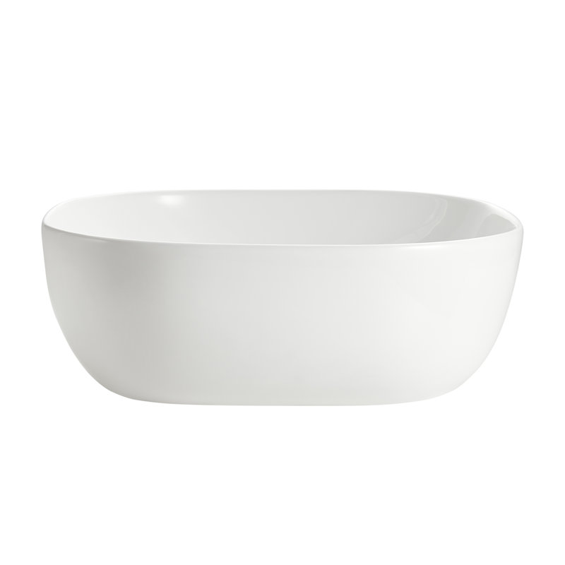 Siena Series 17 In. Ceramic Rounded Vessel Square Bathroom Sink Basin In White