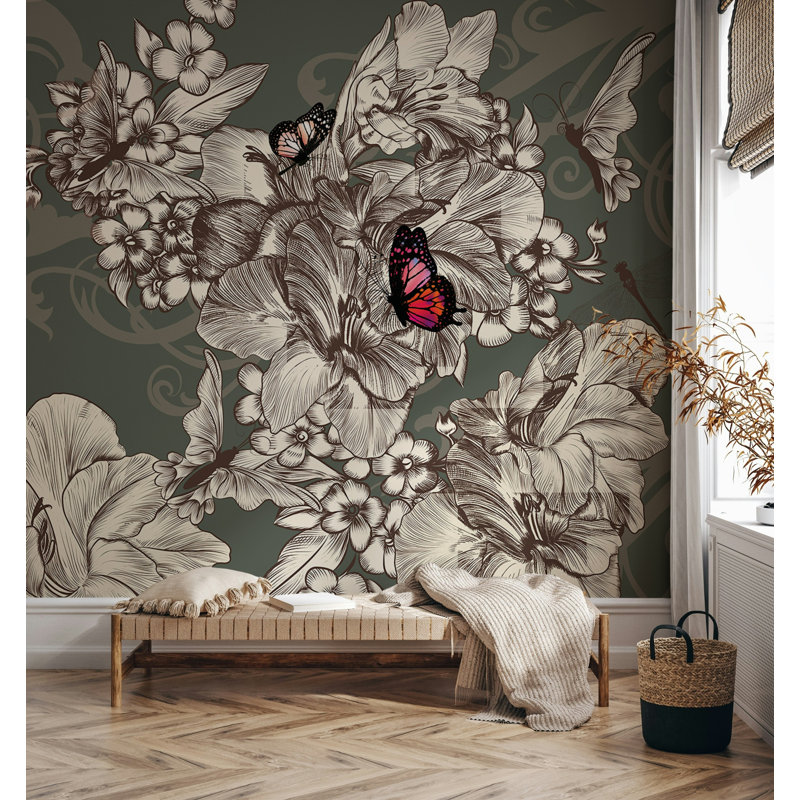 Floral Wall Mural, 75" L x 112" W