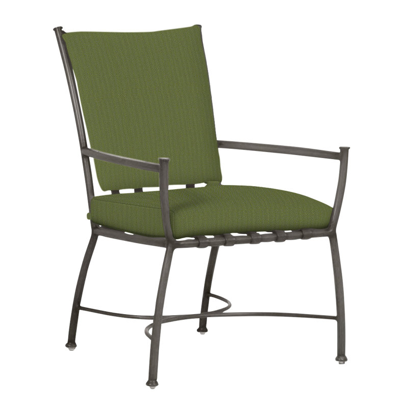 Majorca Patio Dining Armchair with Cushions, No Welt, Linen Forest