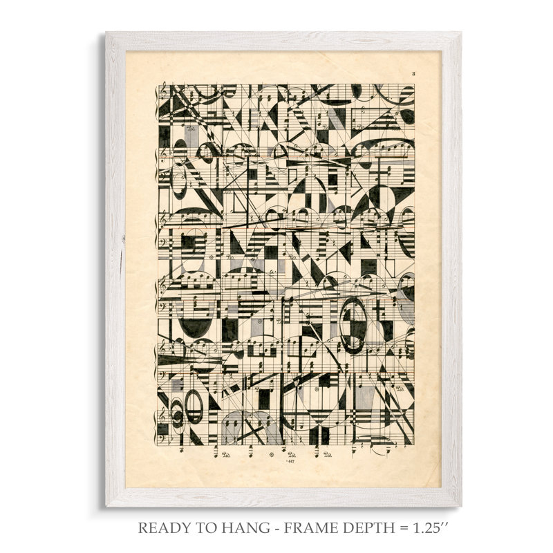 «Graphic Notes» par Nikki Galapon - reproduction de peinture encadrée, H 22 po x l 18po x P 1,25 po, Cadre de toile blanc