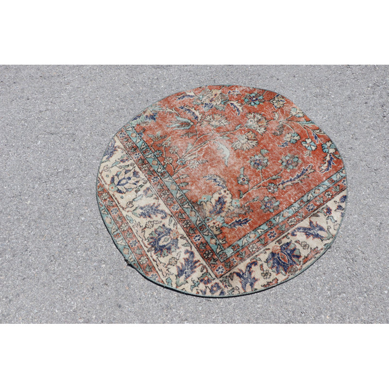 Tapis rétro Oushak orange pour tapis de porte ou pièce décorative bohémienne parfaite pour ajouter une touche de couleur