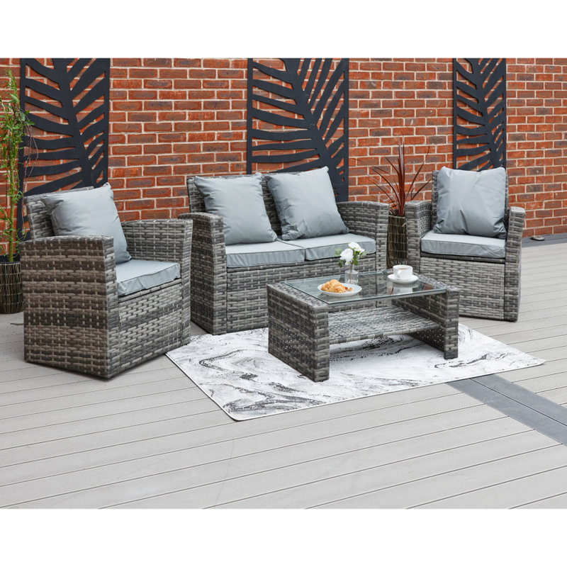 Majoch Polyethylene (PE) Wicker 4 - Person Seating Group with Cushions