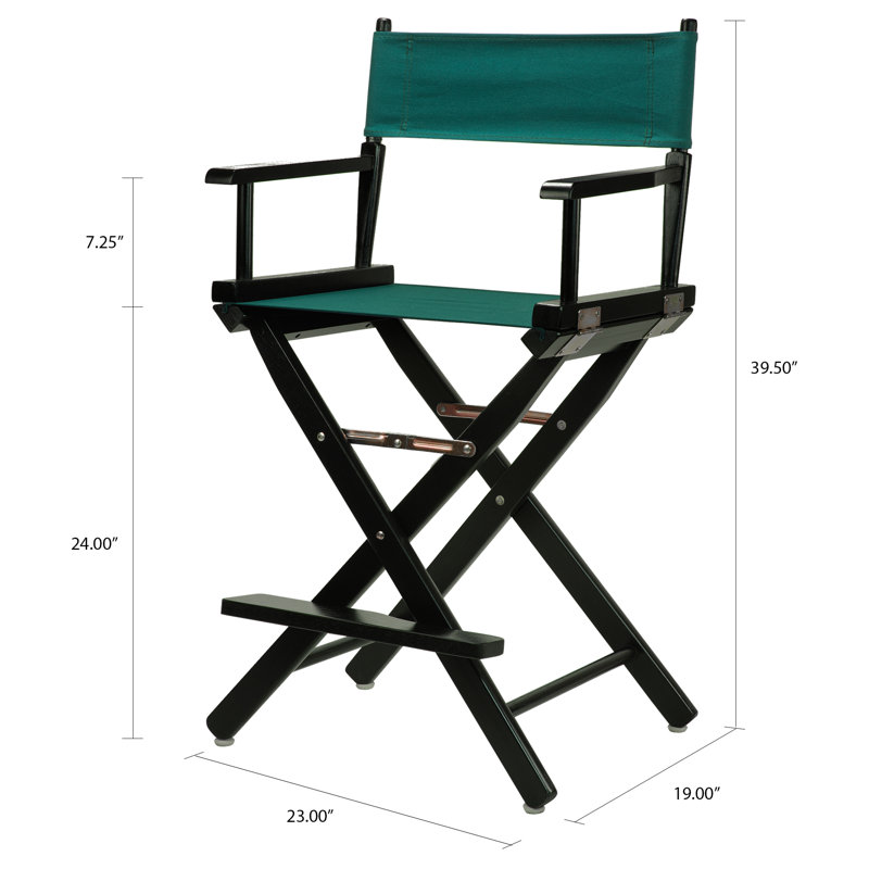 24" Folding Director Chair, Hunter Green, Black