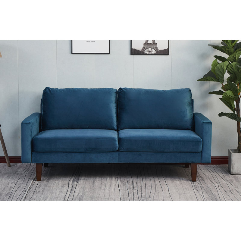 Seaddon Square Arm Sofa, Space Blue Velvet, 35" H x 58" W x 32" D