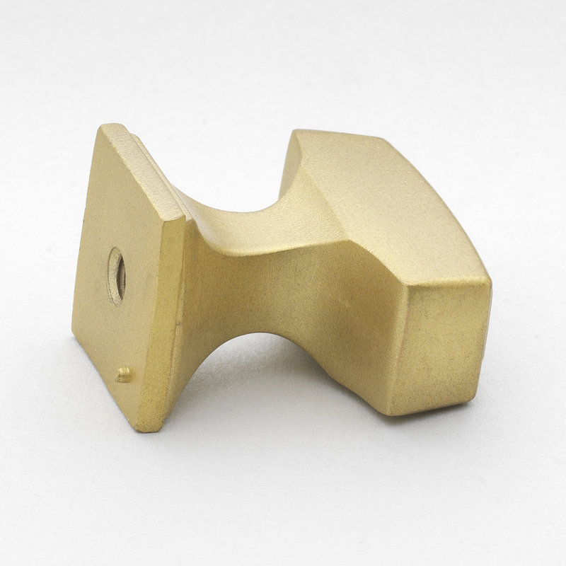 1 1/8" Length Rectangular Knob, Satin Gold