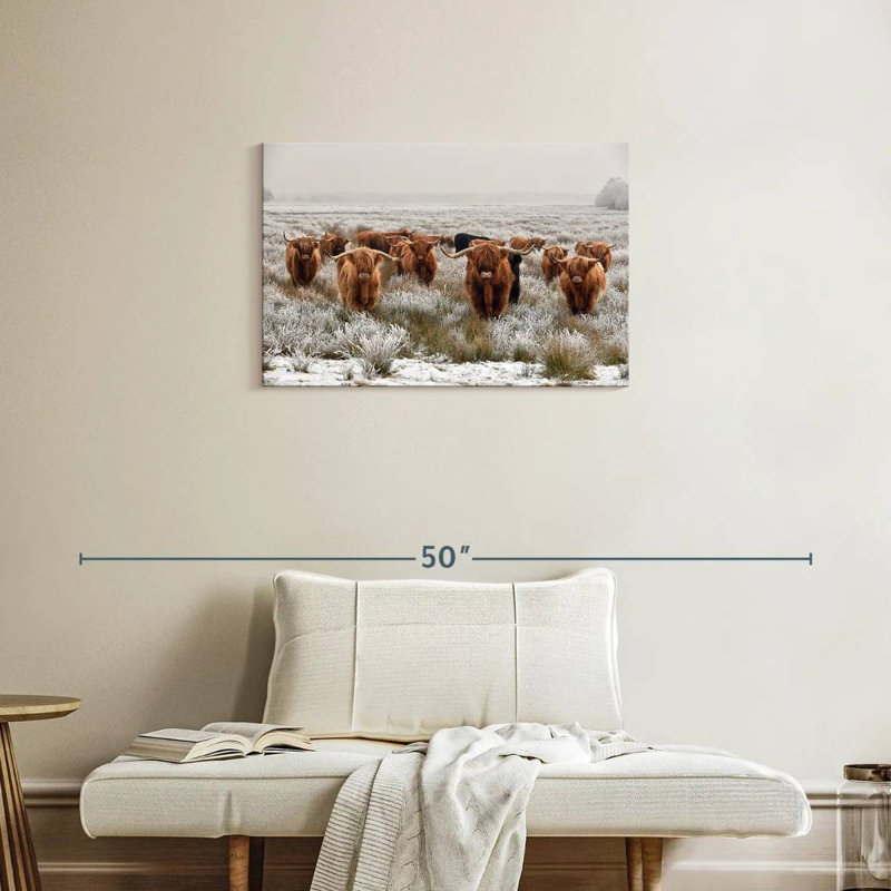 Winter Highland Cows, H 20 po x l 30 po