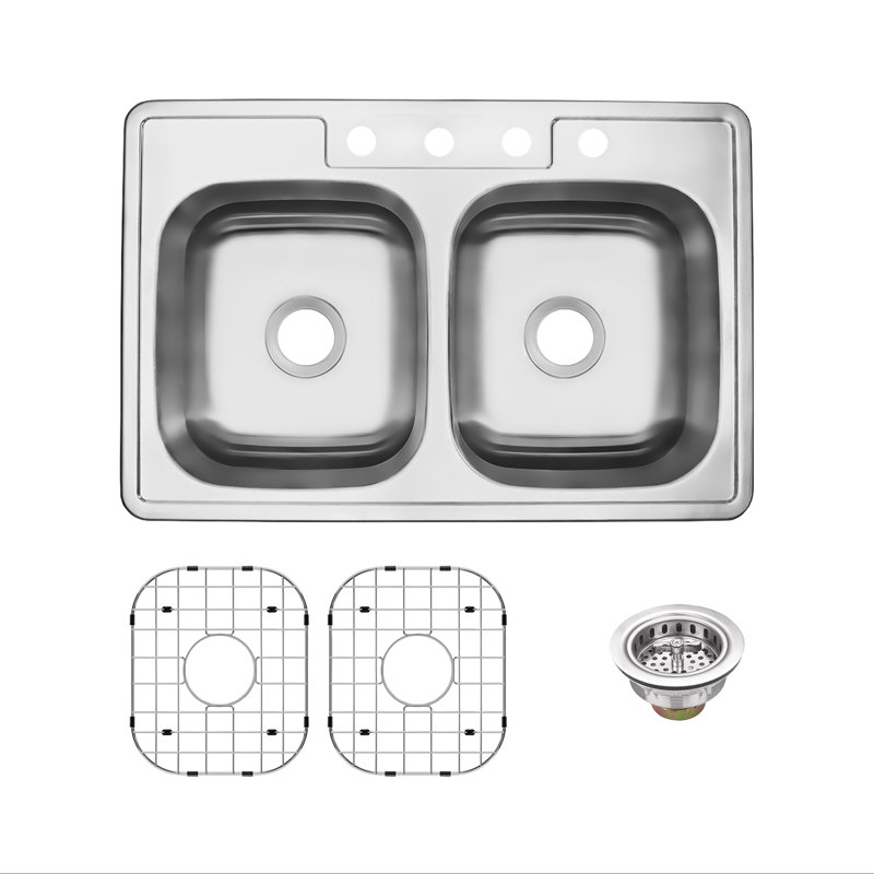 Drop-In Double Bowl Stainless Steel Kitchen Sink