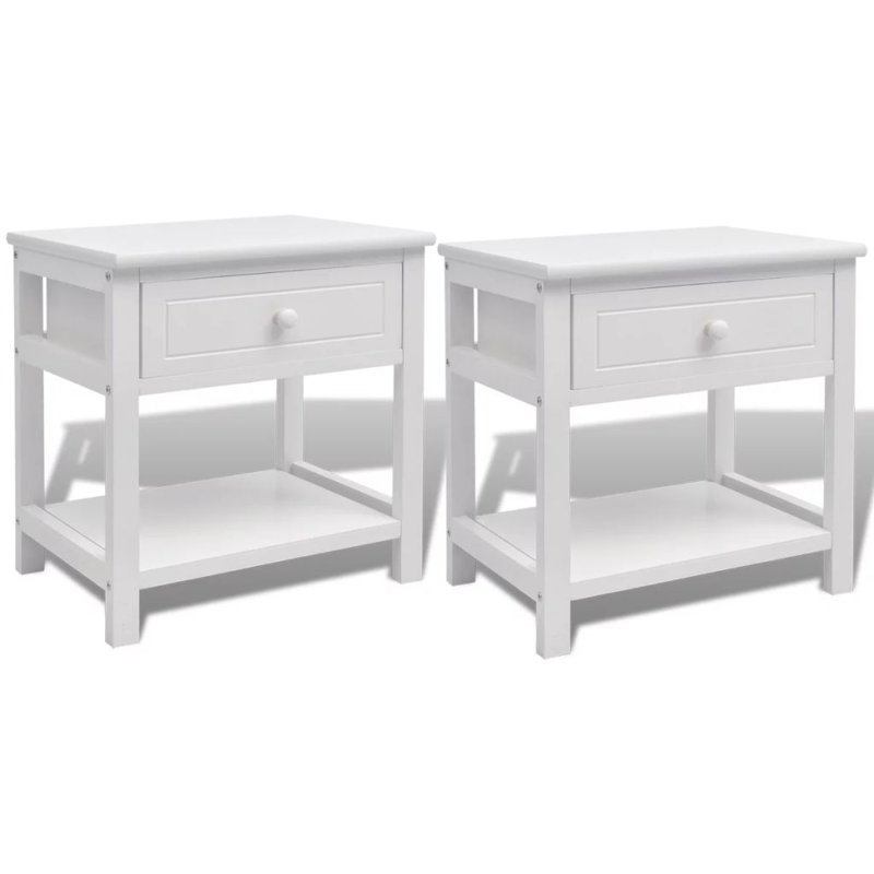 Milardo 29cm W Bedside Table, White