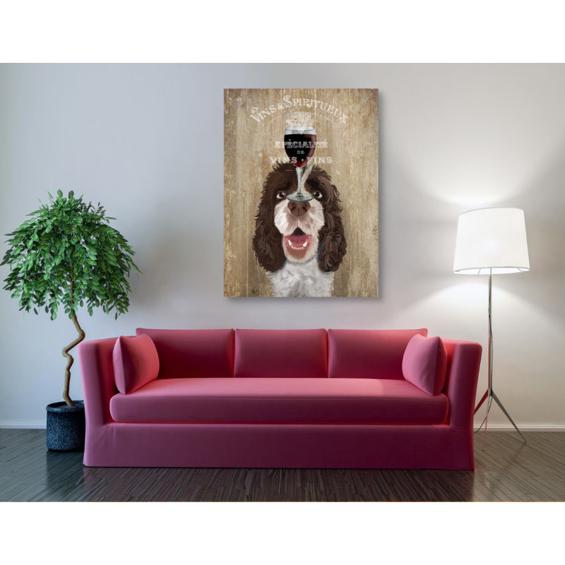 «Dog Au Vin, Springer Spaniel» par Fab Funky, art mural sur toile, H 54 po x l 40 po x P 1,5 po