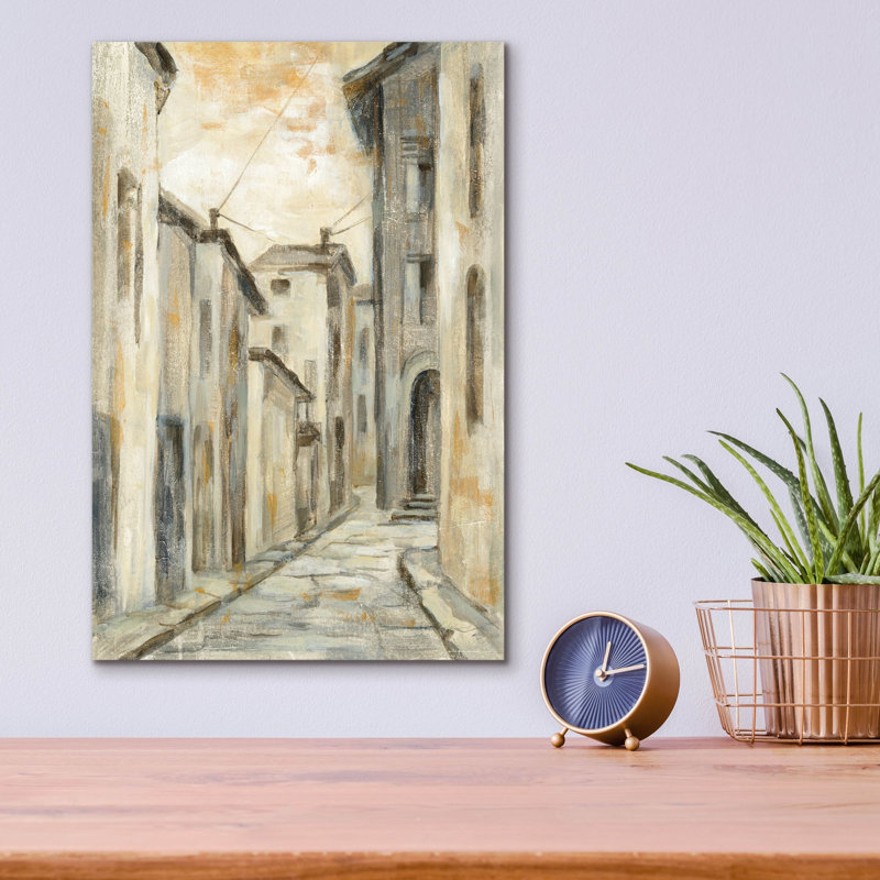 «European Village II» par Silvia Vassileva, art mural en verre acrylique, H 16 po x l 12 po x P 0,13 po