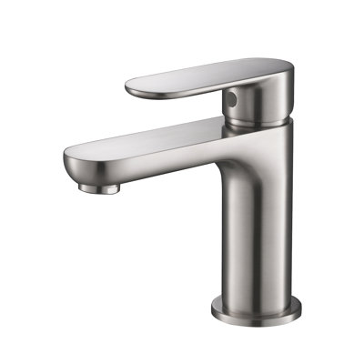 Blossom Brushed Nickel Single Hole Bathroom Faucet – Single Handle Vanity Sink Faucet with High Arc Spout, Drip-Free Ceramic Cartridge, and Water Supply Hose