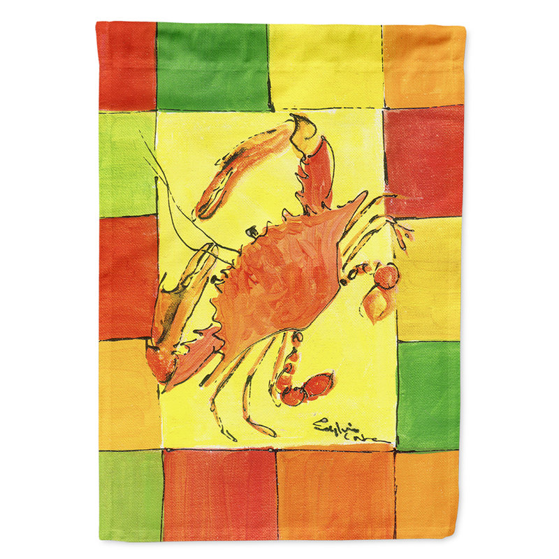 Drapeau de maison en polyester crabe 2 côtés 40 x 28 po