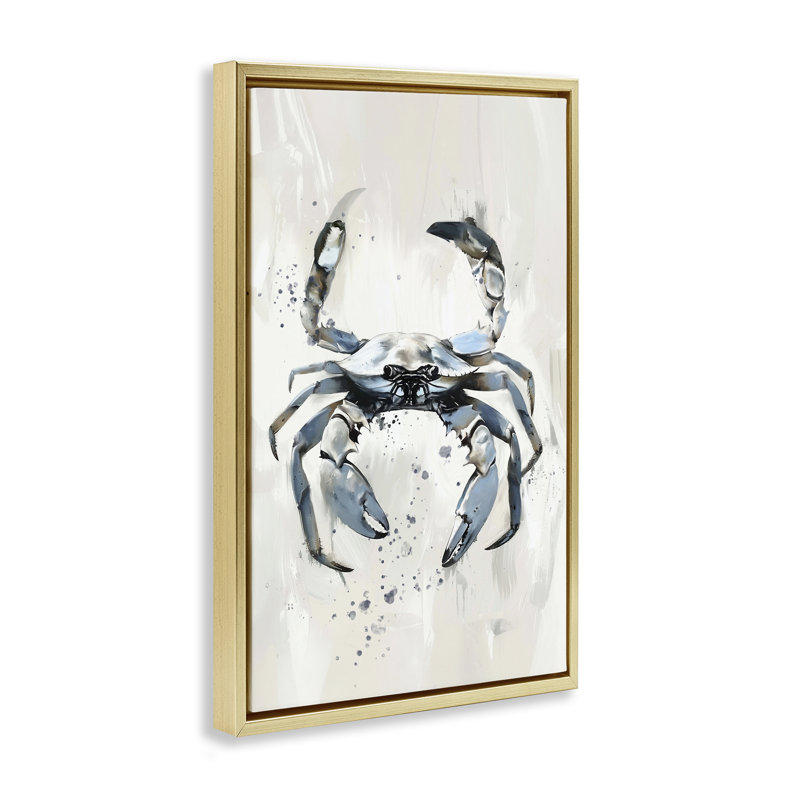 Cadre flottant neutre Royaume du crabe, design par Ramona Murdock, H 25 po x l 17 po, Cadre flottant métallique doré