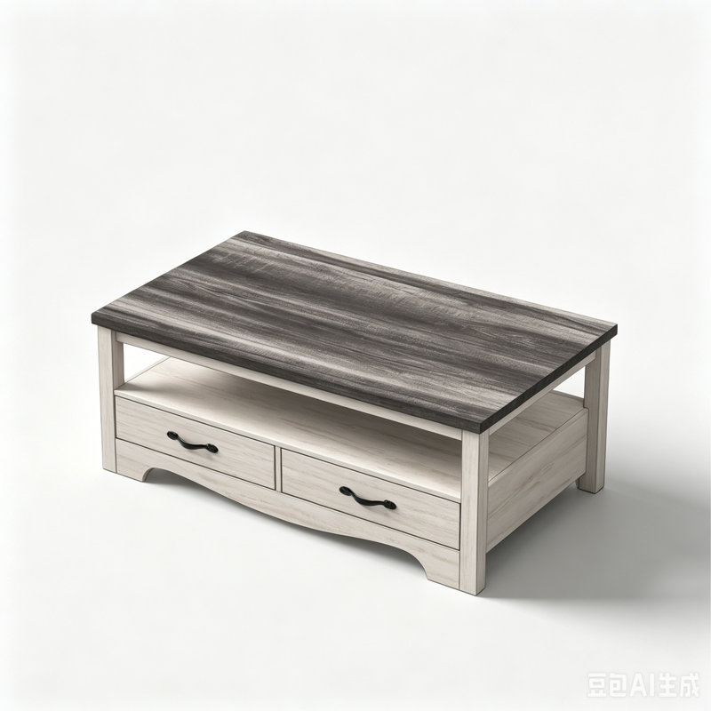 Hulett Coffee Table with Storage, White/Gray Wood