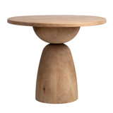 Balak Reclaimed Pine Round Modern Hourglass Bistro Dining Table