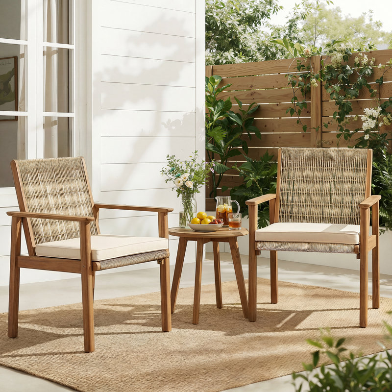Chaises de salle à manger d'extérieur Ullman Modern Coastal Acacia, Teck clair