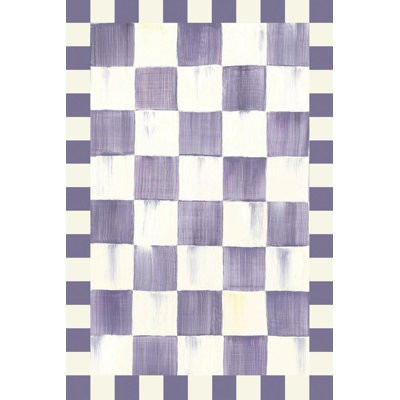 Violet Checkered Washable Rug